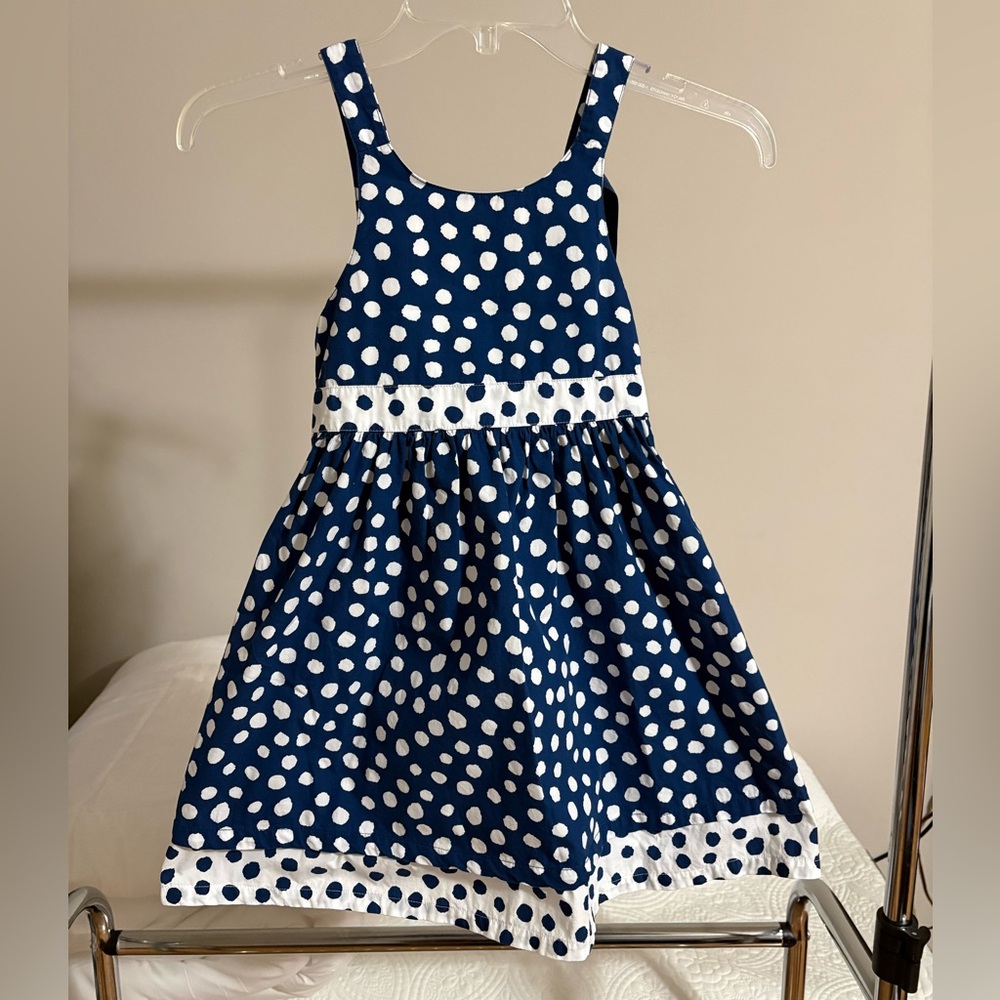 Gymboree Navy and White Polka Dot Sundress with Contrast Bands